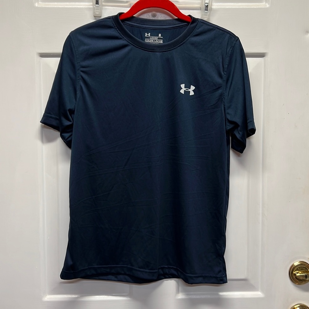 Under Armour Loose Coupe Lache Men's Navy Short Sleeve Shirt M